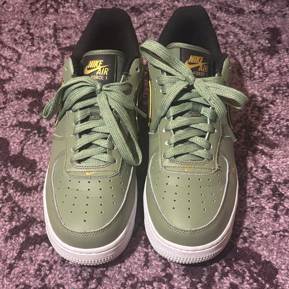 Nike Air Force 1 Olive Green and Black Sneakers
